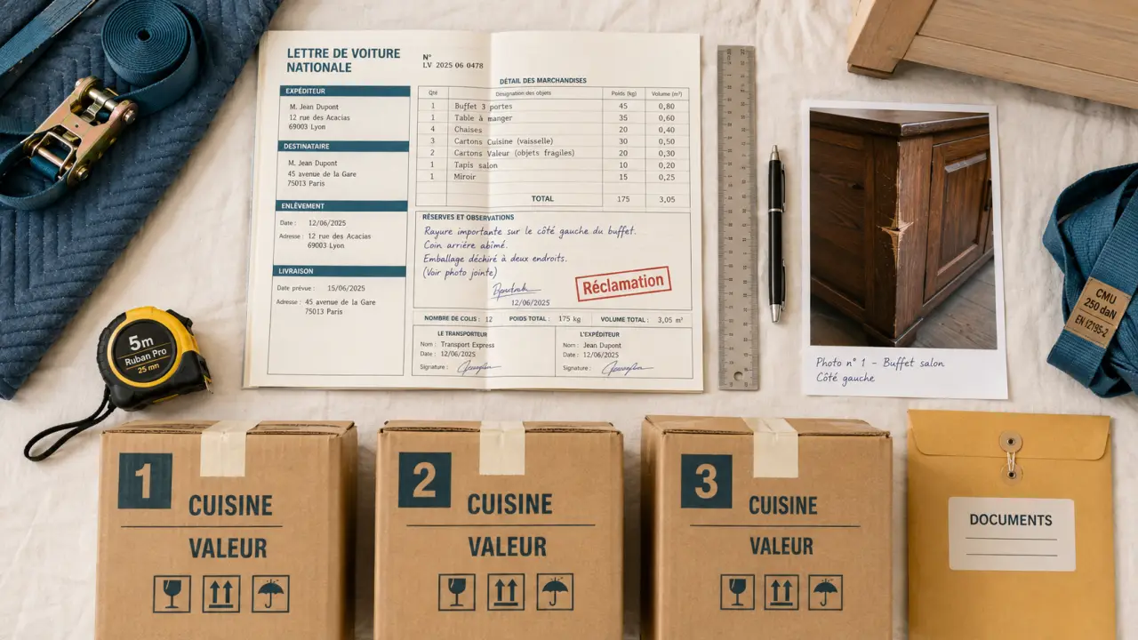 Assurance pour déménagement : réserves et photo de meuble rayé