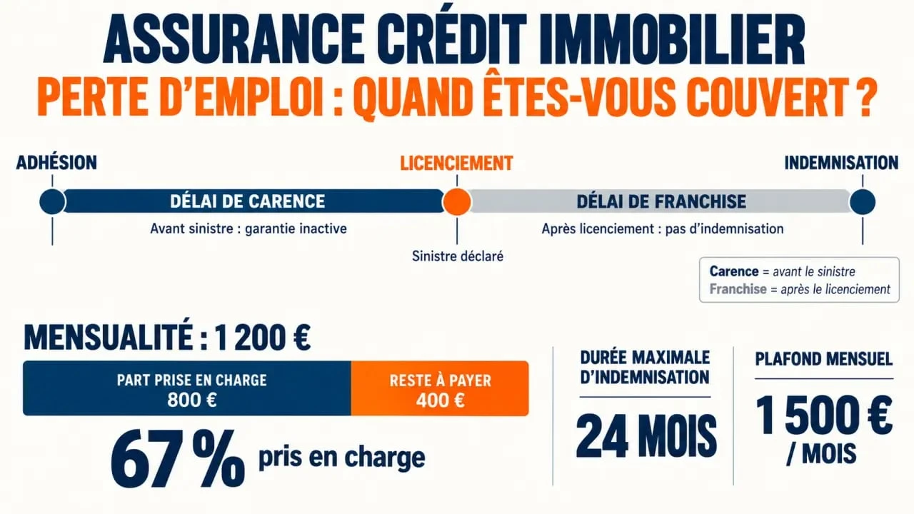 Assurance crédit immobilier perte d’emploi : différence entre carence, franchise, plafond et durée d’indemnisation
