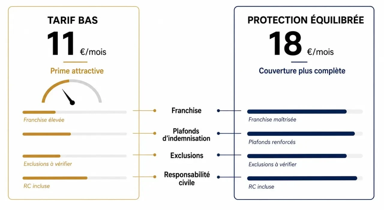 Comparatif assurance habitation moins cher : prix, franchise, plafonds et garanties à vérifier