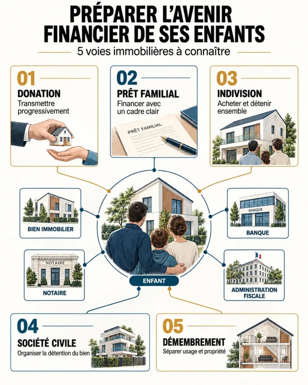 Infographie pour préparer l’avenir financier de ses enfants grâce à l’immobilier